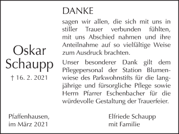 Anzeige von Oskar Schaupp von MGO