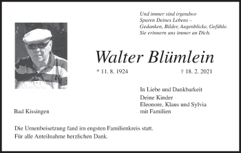 Anzeige von Walter Blümlein von MGO