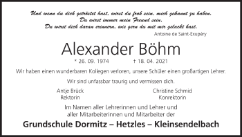 Anzeige von Alexander Böhm von MGO