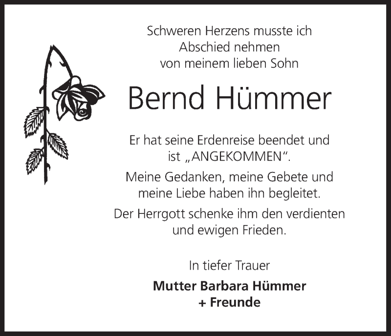  Traueranzeige für Bernd Hümmer vom 26.04.2021 aus MGO