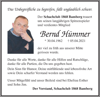 Anzeige von Bernd Hümmer von MGO