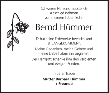 Anzeige von Bernd Hümmer von MGO