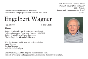 Anzeige von Engelbert Wagner von MGO