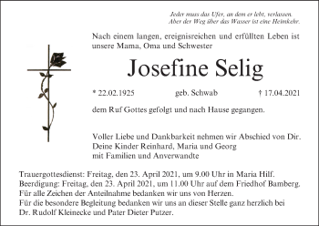 Anzeige von Josefine Selig von MGO