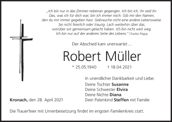 Anzeige von Robert Müller von MGO