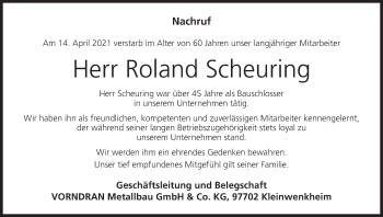 Anzeige von Roland Scheuring von MGO