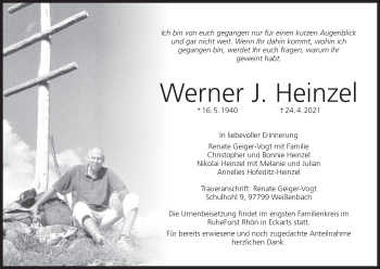 Anzeige von Werner J. Heinzel von MGO