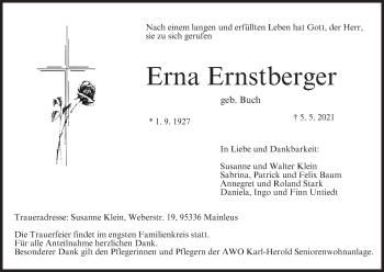 Anzeige von Erna Ernstberger von MGO