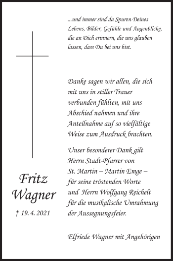 Anzeige von Fritz Wagner von MGO