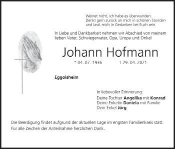 Anzeige von Johann Hofmann von MGO