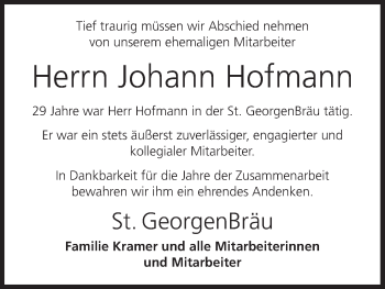Anzeige von Johann Hofmann von MGO