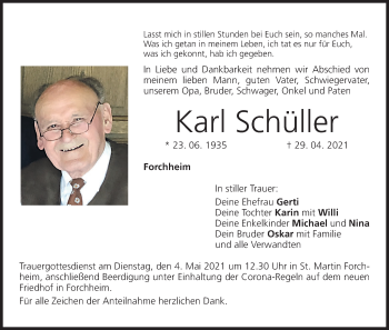 Anzeige von Karl Schüller von MGO