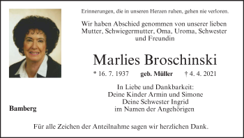 Anzeige von Marlies Broschinski von MGO