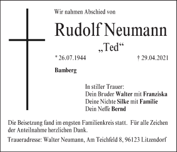 Anzeige von Rudolf Neumann von MGO