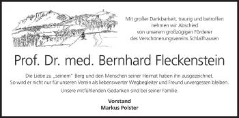 Anzeige von Bernhard Fleckenstein von MGO