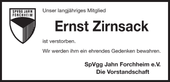 Anzeige von Ernst Zirnsack von MGO