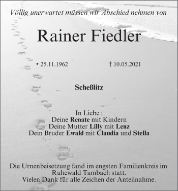 Anzeige von Rainer Fiedler von MGO