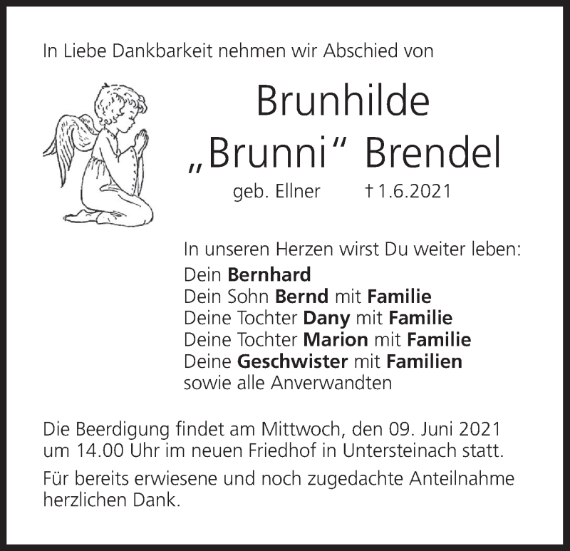  Traueranzeige für Brunhilde Brendel vom 08.06.2021 aus MGO