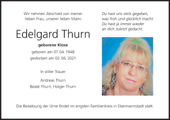 Anzeige von Edelgard Thurn von MGO