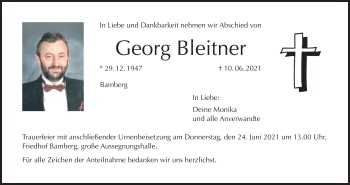 Traueranzeige von Georg Bleitner