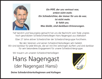 Anzeige von Hans Nagengast von MGO