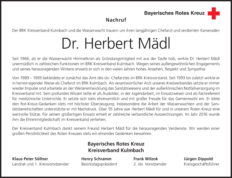  Traueranzeige für Herbert Mädl vom 12.06.2021 aus MGO
