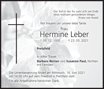 Anzeige von Hermine Leber von MGO
