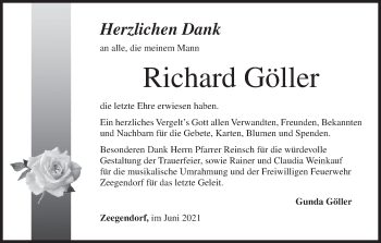 Anzeige von Richard Göller von MGO