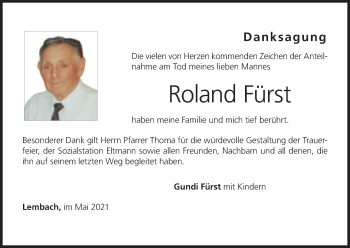 Anzeige von Roland Fürst von MGO