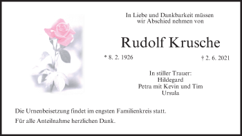 Anzeige von Rudolf Krusche von MGO