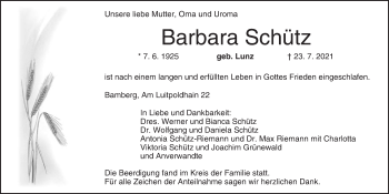 Anzeige von Barbara Schütz von MGO