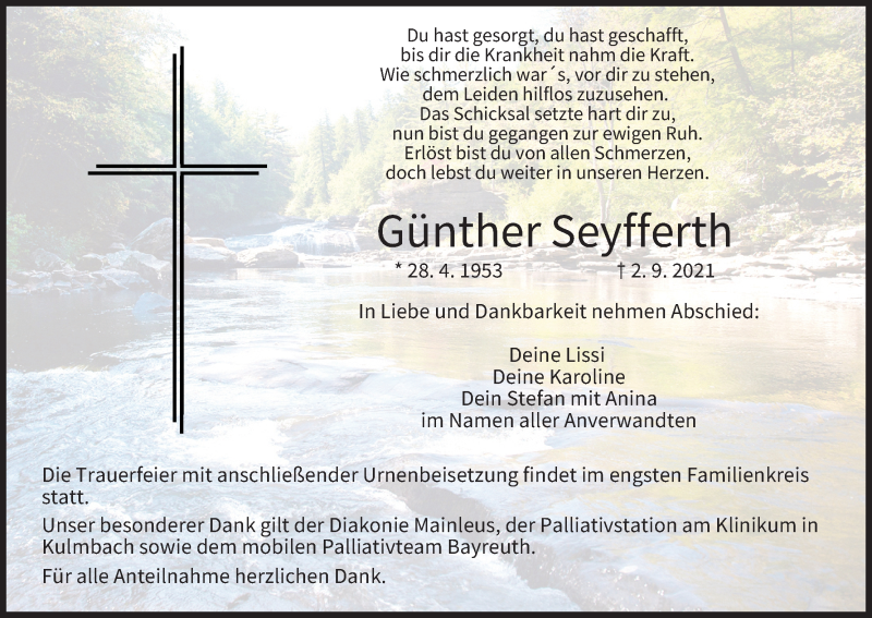  Traueranzeige für Günther Seyfferth vom 11.09.2021 aus MGO