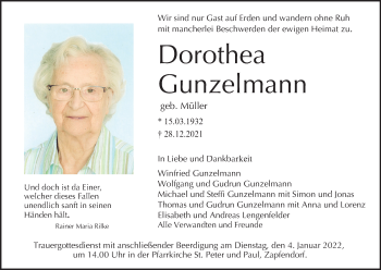 Anzeige von Dorothea Gunzelmann von MGO
