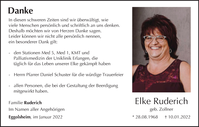  Traueranzeige für Elke Ruderich vom 29.01.2022 aus MGO