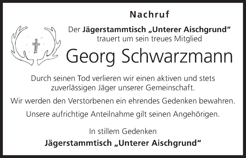  Traueranzeige für Georg Schwarzmann vom 18.01.2022 aus MGO
