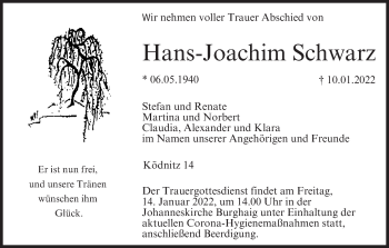 Anzeige von Hans-Joachim Schwarz von MGO