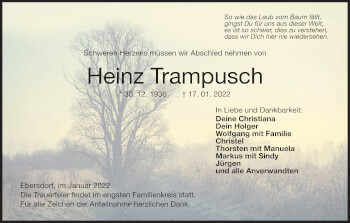 Anzeige von Heinz Trampusch von MGO