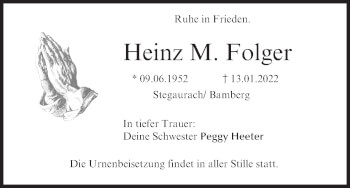 Anzeige von Heinz M. Folger von MGO