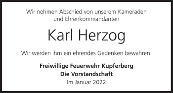 Anzeige von Karl Herzog von MGO