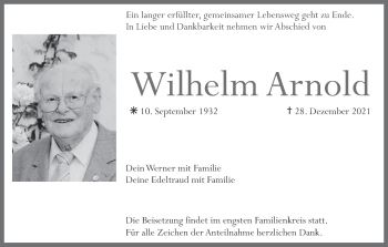 Anzeige von Wilhelm Arnold von MGO
