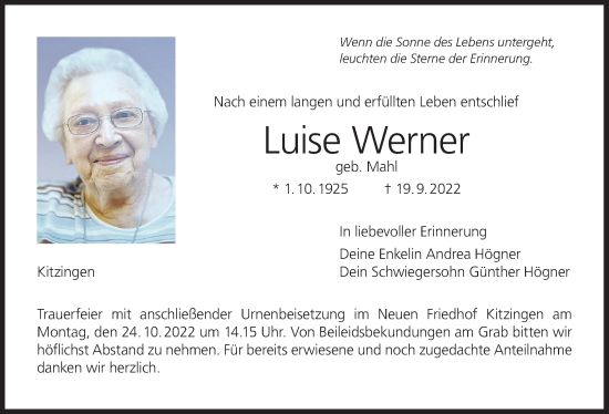 Anzeige von Luise Werner von MGO