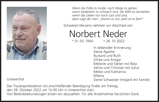 Anzeige von Norbert Neder von MGO