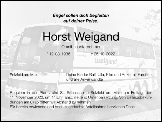 Anzeige von Horst Weigand von MGO