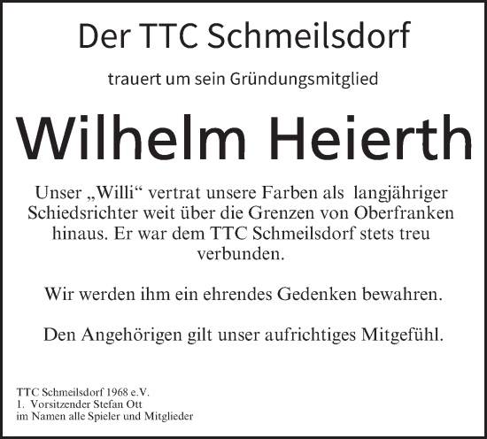 Anzeige von Wilhelm Heierth von MGO