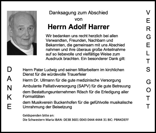 Anzeige von Adolf Harrer von MGO