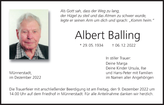Anzeige von Albert Balling von MGO