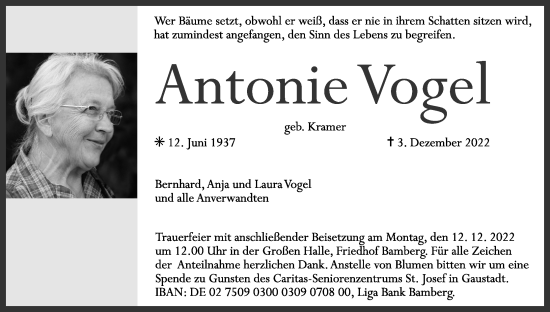 Anzeige von Antonie Vogel von MGO