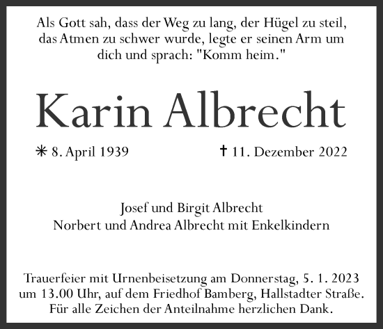 Anzeige von Karin Albrecht von MGO