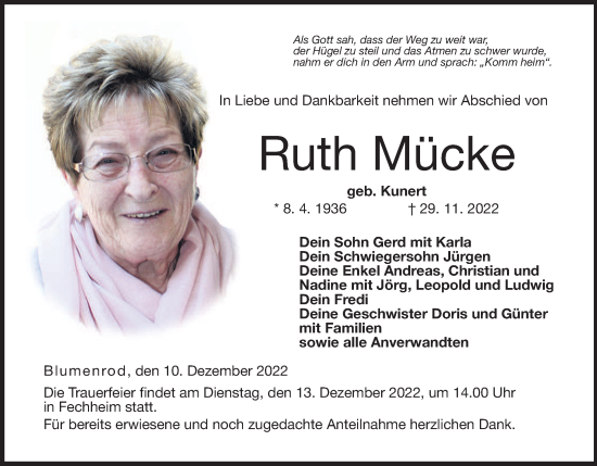 Anzeige von Ruth Mücke von MGO