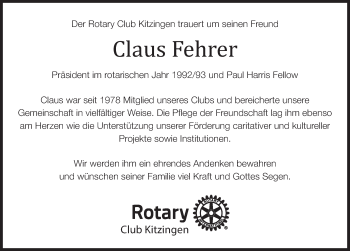 Anzeige von Claus Fehrer von MGO